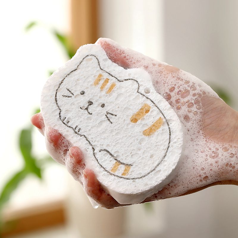 Compressed dishwashing cloth wood pulp cotton kitchen Suction Power magic Brush-brushed durable cartoon Clean Baise cleaning