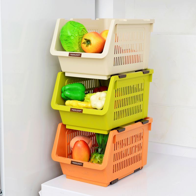 Japan imported can be superimposed kitchen shelf storage basket fruit vegetable basket desktop snack storage box