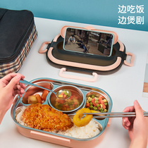  304 stainless steel lunch box Lunch box insulation students easy to carry small grid in the separation of office workers lunch box