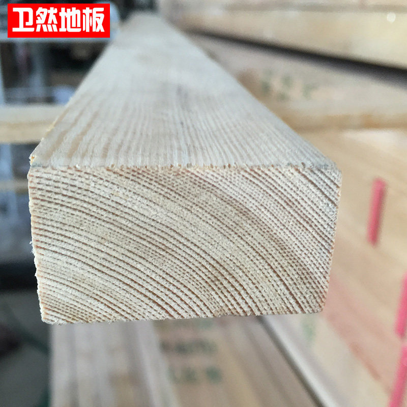 Floor keel wood square Northeast material larch wood floor wood corrugated 30*50 drying degreasing brushed surface keel strip