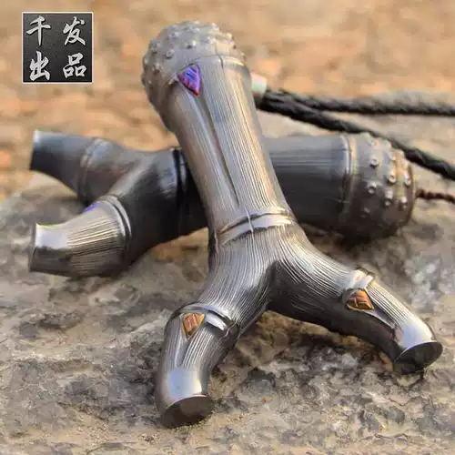 千发 Бамбуковая рогатка, металлический резной точный дорожный браслет ручной работы с плоскими резинками