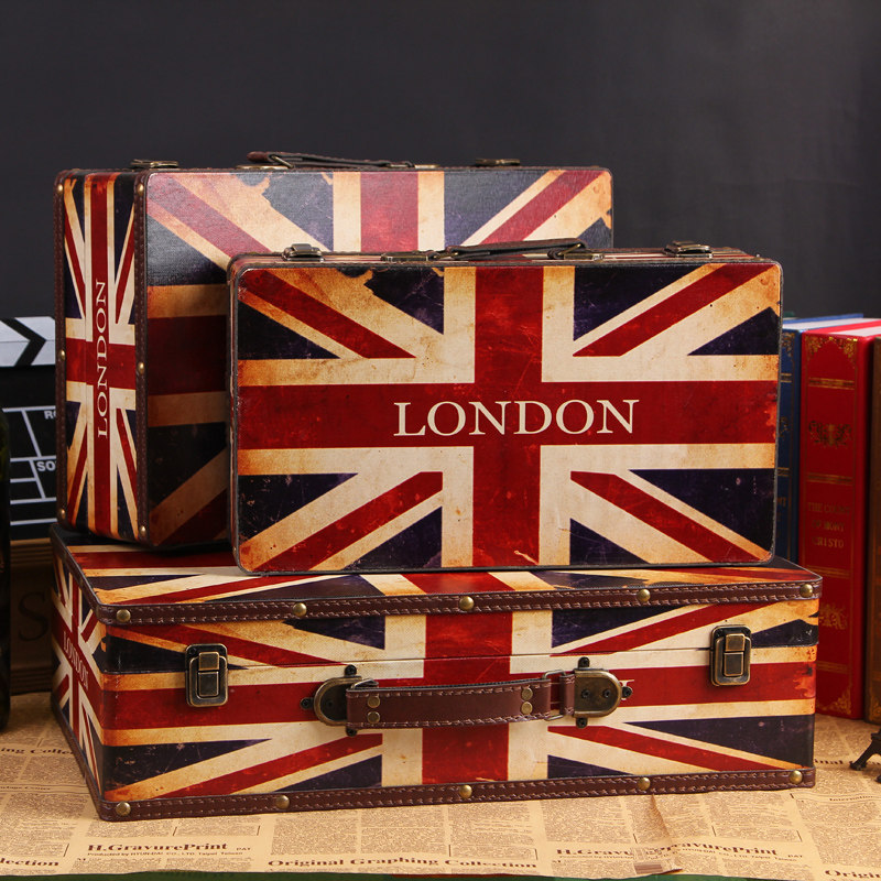 British European retro suitcase for wooden suitcase for storage window display photography props wooden suitcase