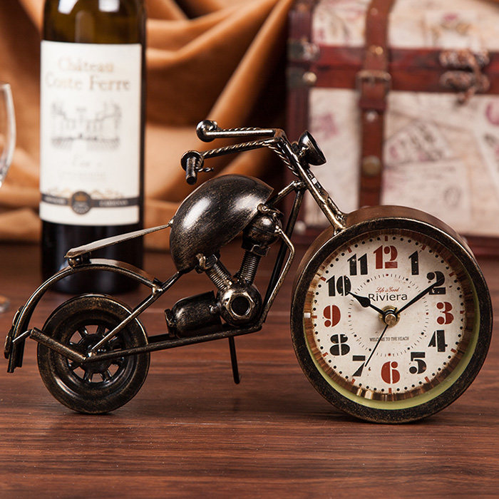 European - style silent clock Bedroom Living Room watch fittings retro - art motorcycle table clock clock