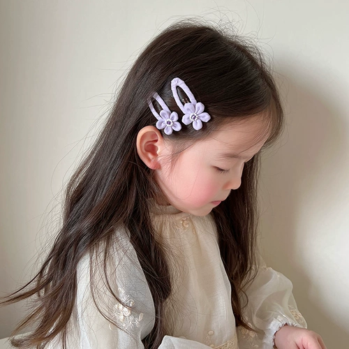 Кремовая ткань в форме цветка, детская заколка для волос ручной работы, челка, в корейском стиле