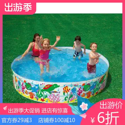 Outdoor household thickened baby family hard plastic bath wading pool folding inflatable-free children's large swimming pool