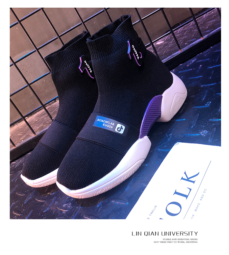 Giày vớ nữ mùa hè và mùa thu mới 2018 hoang dã Hàn Quốc ulzzang thể thao hip hop giày cao giày sneaker nữ