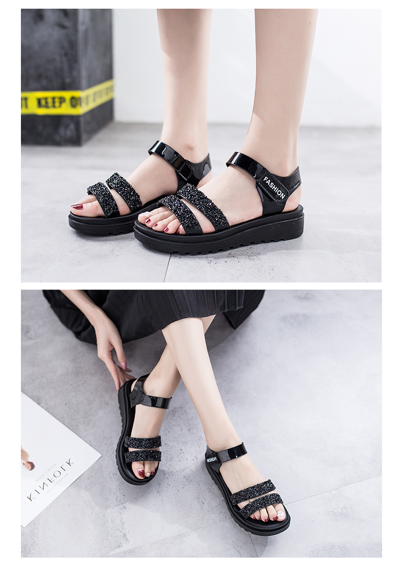Dép La Mã 2018 mới nữ mùa hè sang trọng hoang dã Hàn Quốc đế mềm đế dày Velcro đế mềm dép bitis nữ
