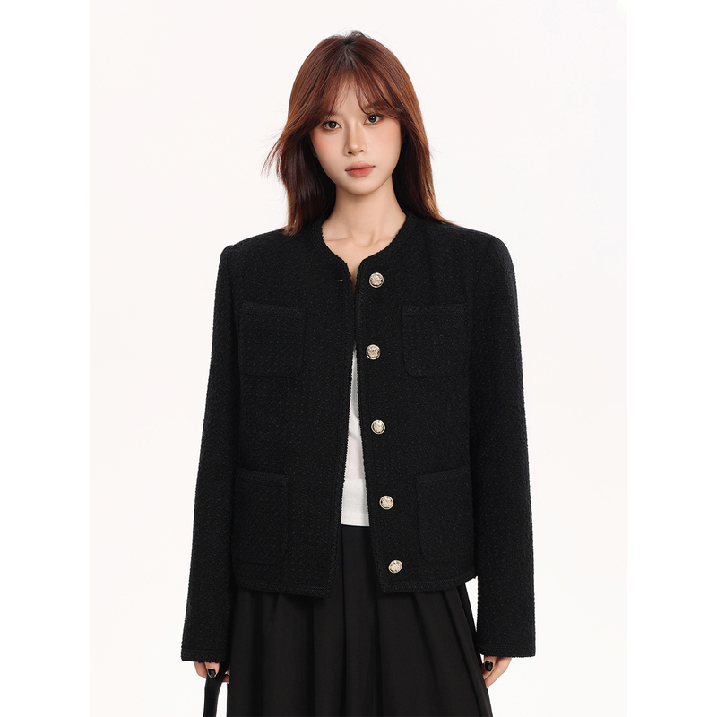 Korean Style Elegant Tweed Jacket for Women, Spring 2026 New Model, High-End Woven Tweed Padded Top