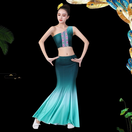 Dai Dance Performance Costume Женский экзамен на экзамены танцевальной юбки красочные облака юг этнический танцевальный костюм Peacock Costum