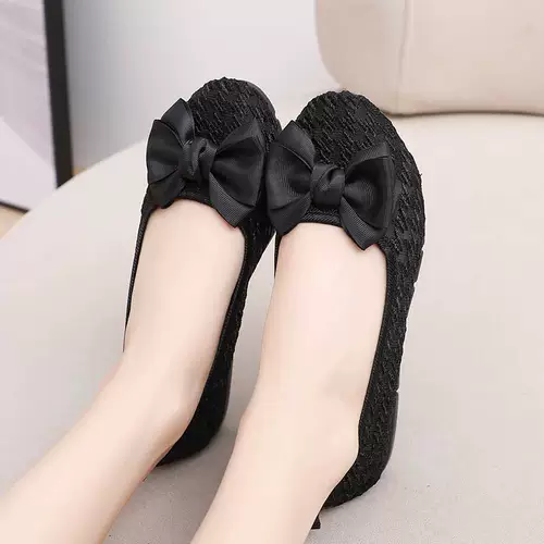 Слипоны, обувь, рабочие туфли с бантиком, мягкая подошва