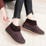 Зимние слипоны, обувь, удерживающие тепло туфли, нескользящие флисовые короткие сапоги для матери, для среднего возраста