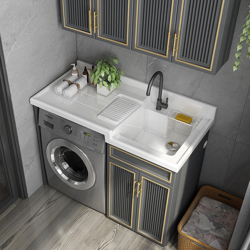 Zano Space Aluminum Balcony Wash Wardrobe Roller Washing Machine Cabinet Companion Bathroom Combination Customized High and Low Integrated Belt