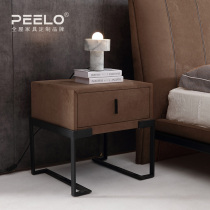 Italian minimalist bedside table bedroom leather bed leather bed matching leather cabinet color can be customized simple modern bedside table