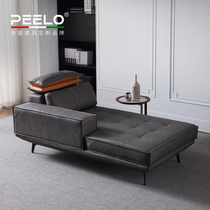 Light luxury chaise longue Nordic fabric sofa Gray black living room Chaise longue sofa Solid wood modern simple technology cloth sofa