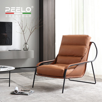 Pinluo Italian minimalist single sofa chair Villa large and small apartment living room bedroom technology cloth leather leisure chair