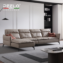 Italian light luxury sofa High-end living room modern simple ultra-soft down seat rice gray minimalist leather sofa