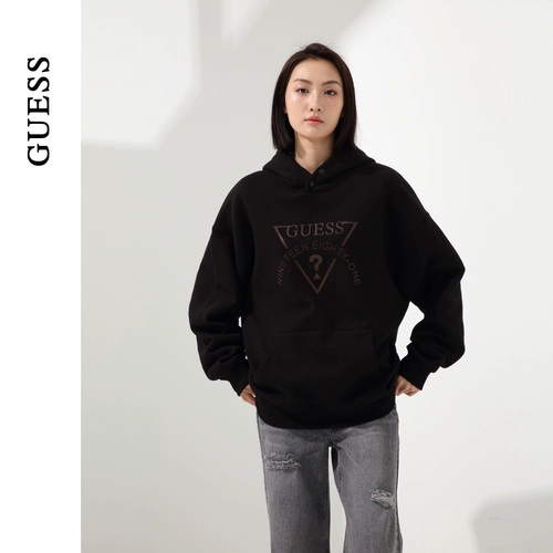 GUESS Толстовка с капюшоном, оверсайз, с печатью вашего логотипа