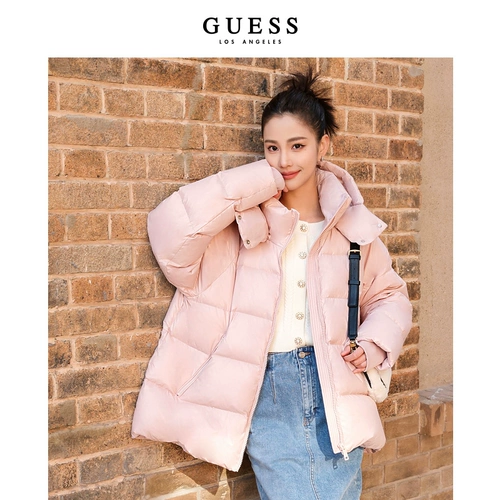 GUESS Цветной классический пуховик подходит для мужчин и женщин с капюшоном, городской стиль, 16W