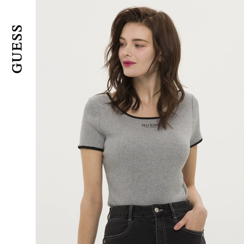 GUESS Женские простые западные шинетические тонкие сладкие футболки с коротки