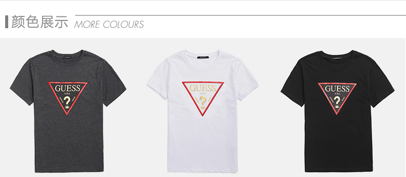 GUESS vài mô hình 2018 mùa xuân và mùa hè nam inverted tam giác dập nóng LOGO ngắn tay T-Shirt-MI2K8406K áo phông nam hàng hiệu