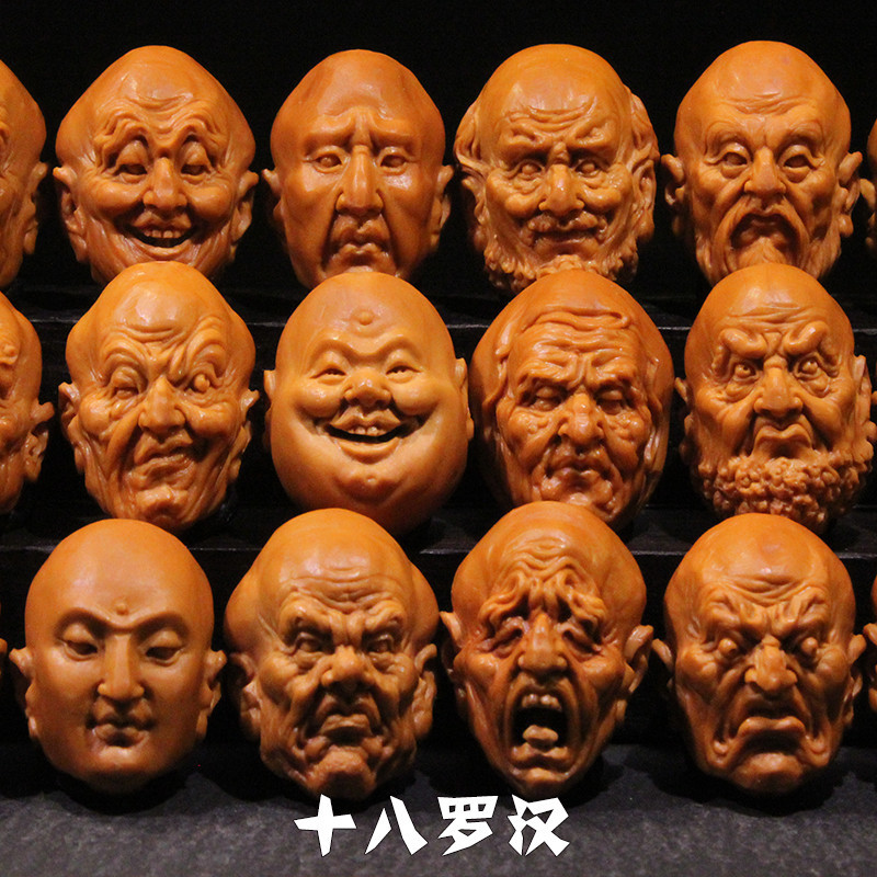 Fuhui olive core carving long string eighteen Arhats Li Shuangji pure hand carved 2 0 olive Hu neck hanging