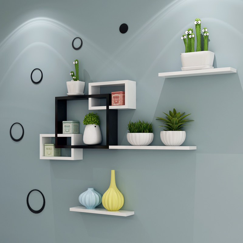 Wall shelf Wall living room TV background wall Wall partition Hole-free hotel bedroom creative storage