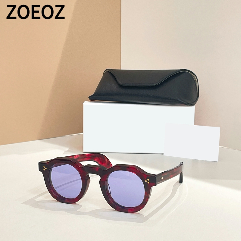 Max Pittion Crwn Pto Retro Round Sunglasses Acetate Large Round Sunglasses for Square Face Men and Women