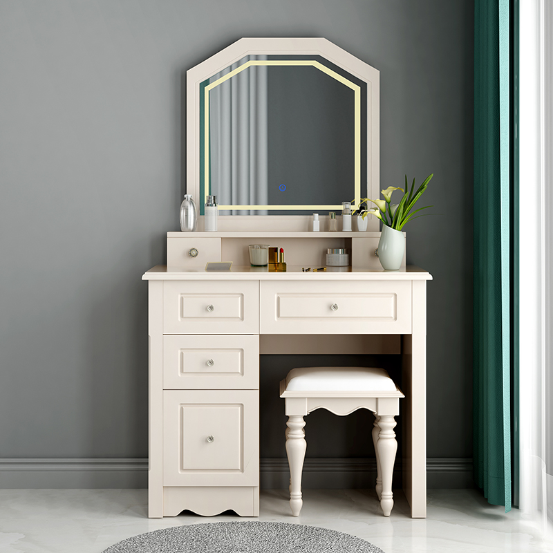 Net Red Makeup Desk Bedroom Modern Brief INS Wind with mirror with light Small Jewelry Rack Incorporated Table