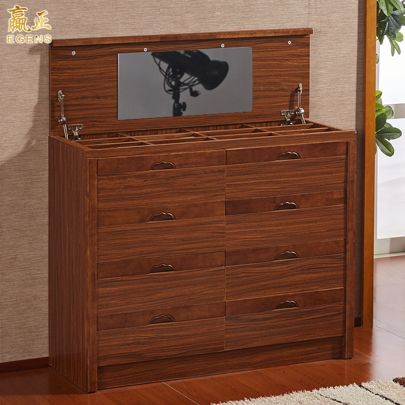 Win positive modern Chinese solid wood frame bucket cabinet with makeup mirror living-room bedroom Bedroom Containing Cabinet 5 bucket ten bucket