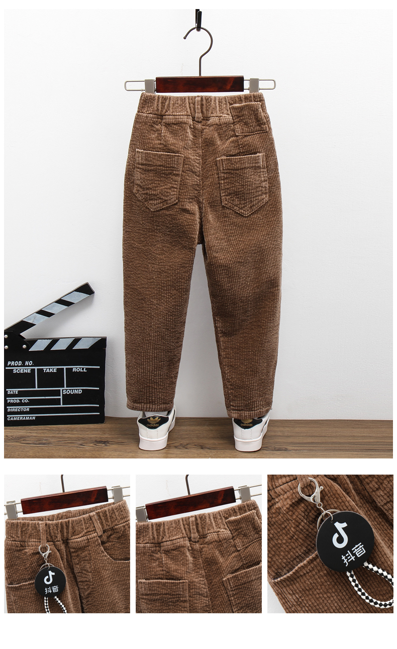 Quần bé gái quần nhung kẻ 2018 mùa xuân mới cho bé quần ga và quần cashmere bé trai quần tây thu đông quần giả váy bé gái