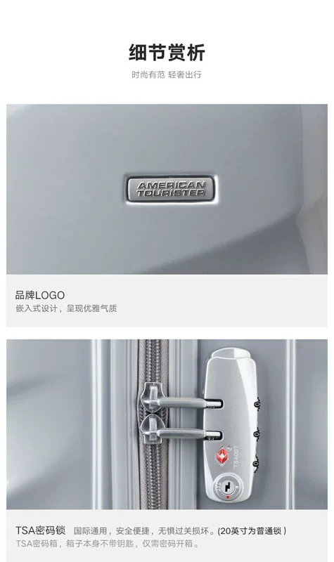 Mỹ du lịch mới xe đẩy trường hợp 20 inch 25 inch vali gương nam và nữ phổ quát hành lý bánh xe nam BI5 khung lên máy bay - Va li