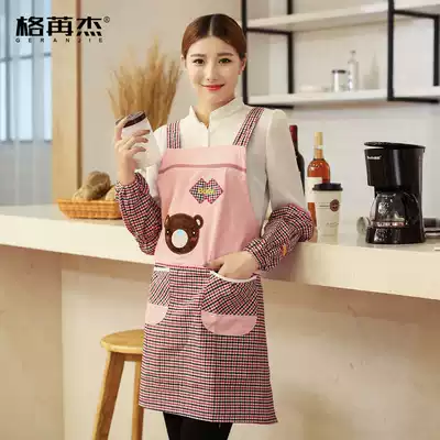 Korean fashion cute cotton kitchen apron sleeve set adult home men's and women's overalls waterproof custom logo