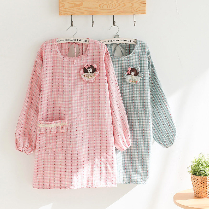 Apron autumn and winter Korean version of fashion kitchen cooking waist waterproof and oil-proof women's long-sleeved anti-dressing overalls