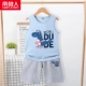 【1 Set】 Blue/Hearset Dragon-Gray Shorts