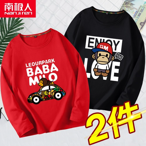 Футболка для мальчиков, хлопковый весенний приятный телу детский осенний лонгслив, подходит для подростков, в корейском стиле, в западном стиле