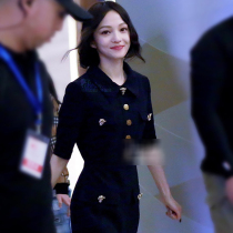 22 Spring Summers new star Zhang Shaohan in Tongxiu Slim Middle Sleeve OL Long Thin Professional Dress dress