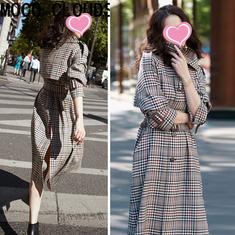 Song Jia star of the same 23 spring and autumn new medium - long - range thousand bird plates appear lean coat fashion