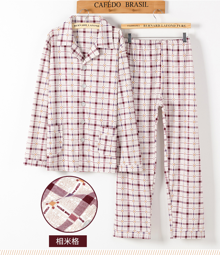 Mùa xuân và mùa thu mùa đông mùa hè nam trung niên và đồ cotton dài tay pijama nam cotton
