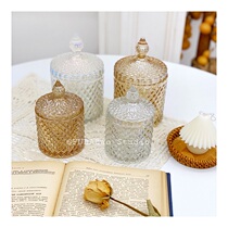 ins same brown dazzling color Roman storage jar glass jewelry box cotton swab can candy box French relief bottle