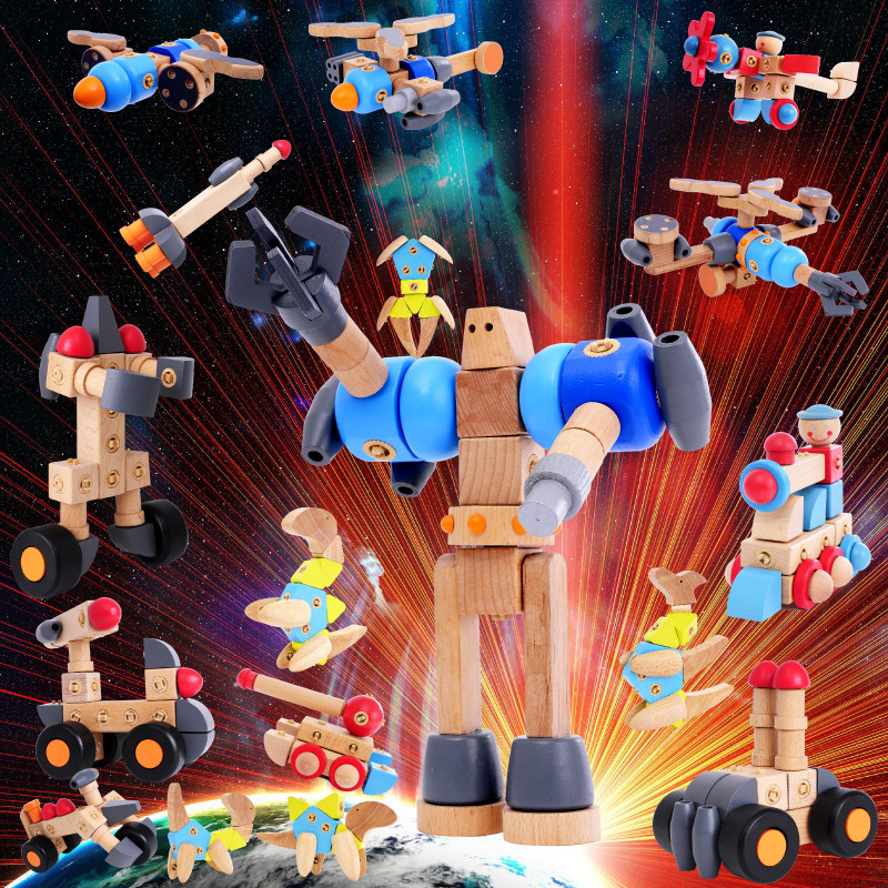 Wooden children removable screw nut toy assembly combined puzzle 4-5-6-7-8-year-old boy birthday present 