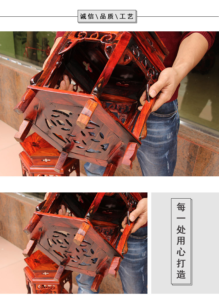 Nội thất gỗ gụ Lào hoa hồng đỏ đứng hoa trong nhà bình hoa Sian gỗ hồng mộc phong cách Trung Quốc rắn gỗ đứng - Kệ gia sach