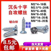 2 mm2 5 Flat Head self tapping countersunk head wood screw mini M2M2 5*20 galvanized flat head self tapping screws