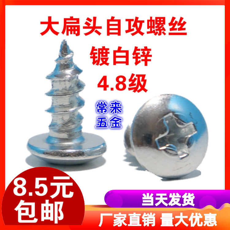 Large Flat Head Self Tapping Screw Plated White Zinc Cross Large Cap Umbrella Mushroom Head M3M3 5M4M5M6 Bulk Wood Rosie