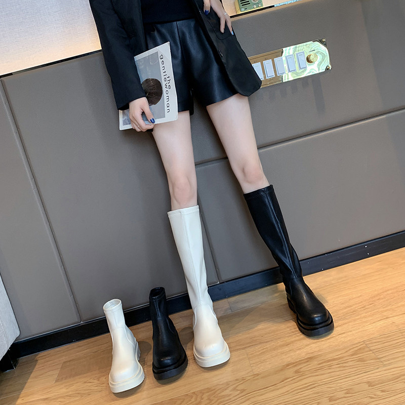 Long boots women's 2020 new spring and autumn single boots Korean version fashion all-match net red ins round head thick heel short boots women