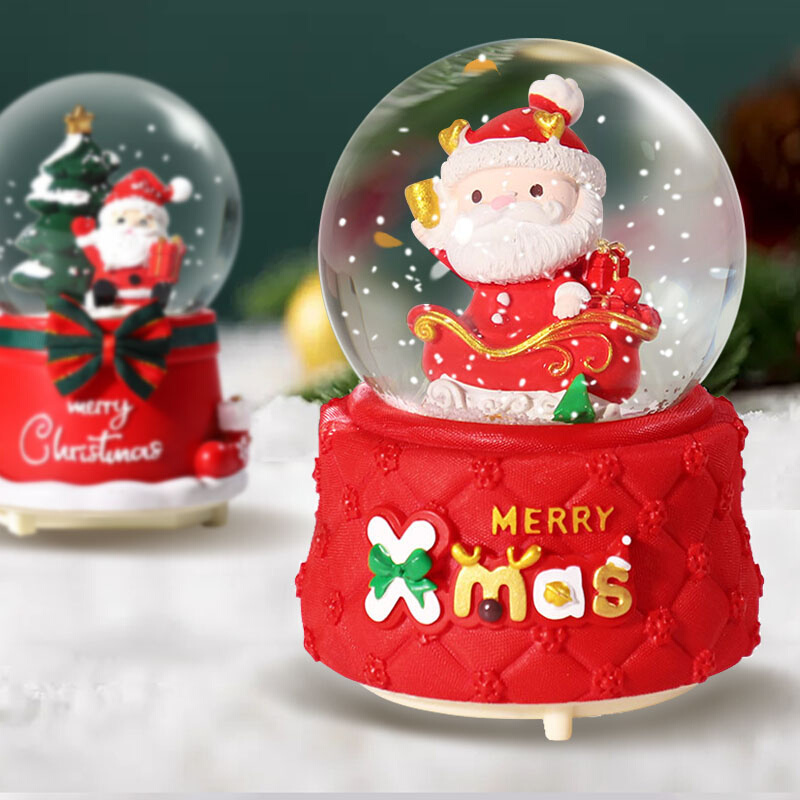 Santa Claus Crystal Ball Snow Rotating Music Box Girl Birthday Gift Children Christmas Tree Music Box New Year