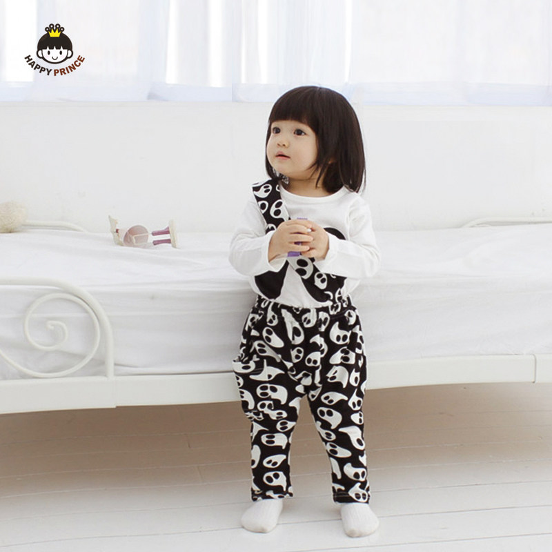 Han version Fashion newborn baby 0-6-12 months long sleeve thick cotton T Two style suit male and female baby clothes Spring and autumn