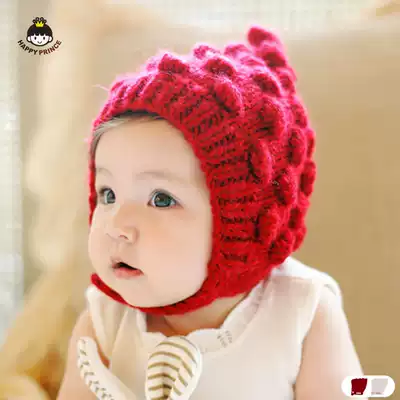 Korean version of newborn babies and children warm ear protection hand-knitted winter wool hat boys and girls baby hat autumn and winter