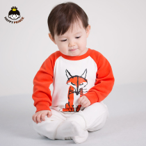 Korean New newborn baby button open file cartoon long sleeve ha clothes climbing clothes for men and women Baby Home clothes spring and autumn