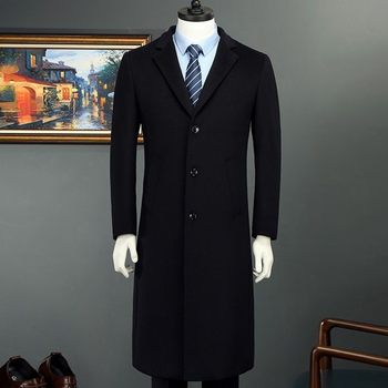 Men's coat, men's long, middle-aged, over-the-knee suit collar, korean