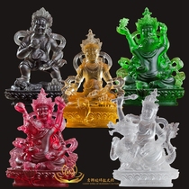 Yellow Caishen Buddha statue colored glaze five gods of wealth Tibetan five surnames crystal water for red and black wealth god big black sky glaze ornaments
